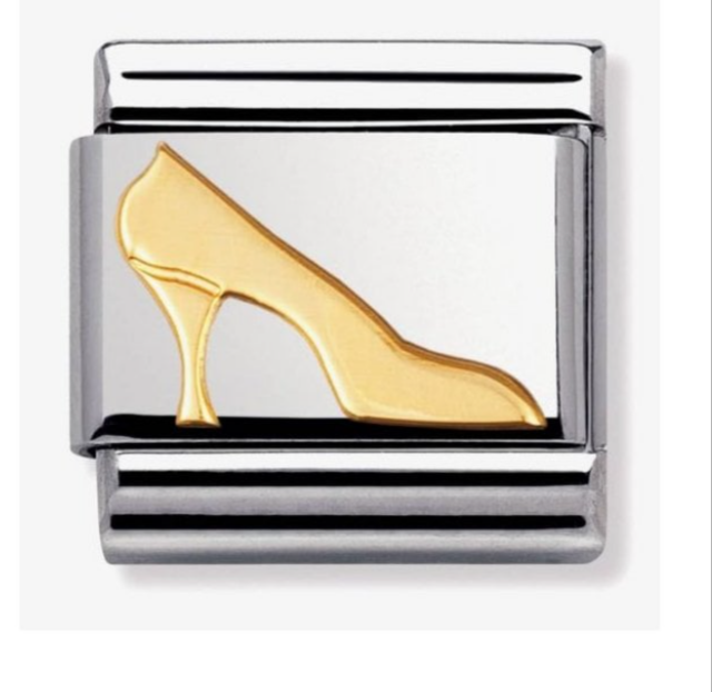 Nomimation plain gold classic heel shoe