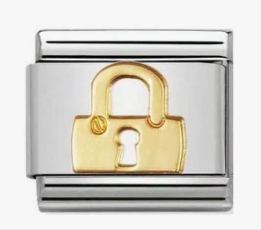 Nomimation gold padlock