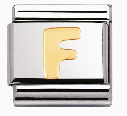 Nomination plain gold letter F charm