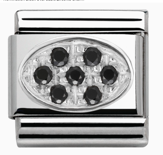 Nomination silver black cz oval charm