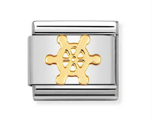 Nomimation plain gold charm ships wheel