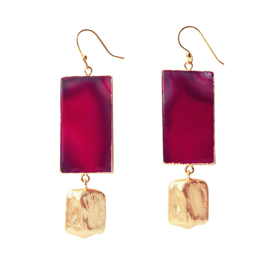 ‘Hold The Baby’ Fuchsia Pink Agate Statement Earrings