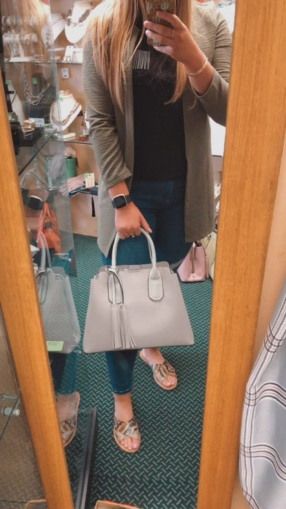 Red Cuckoo Silver Tote bag with Tassels