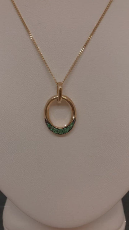 9ct Gold necklace with real Emerald stones