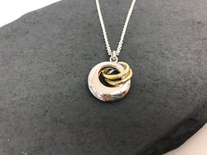 Sterling Silver and Gold plated pendant necklace with cubic zirconia