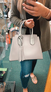 Red Cuckoo Silver Tote bag with Tassels