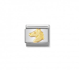 Nomination 18k gold horse head