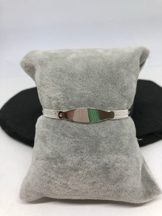 Sterling Silver Baby Bangle with Pink stone 09