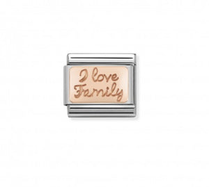 Nomination ‘I Love Family’ charm in 9K Rosegold