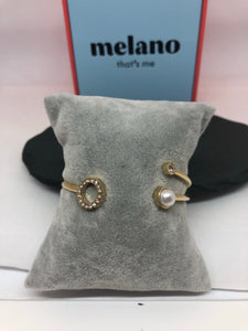 MelanO Gold Trio Bangle with Cubiz Zirconias and Pearl