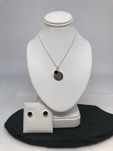 July Birthstone necklace & stud set in Sterling Silver