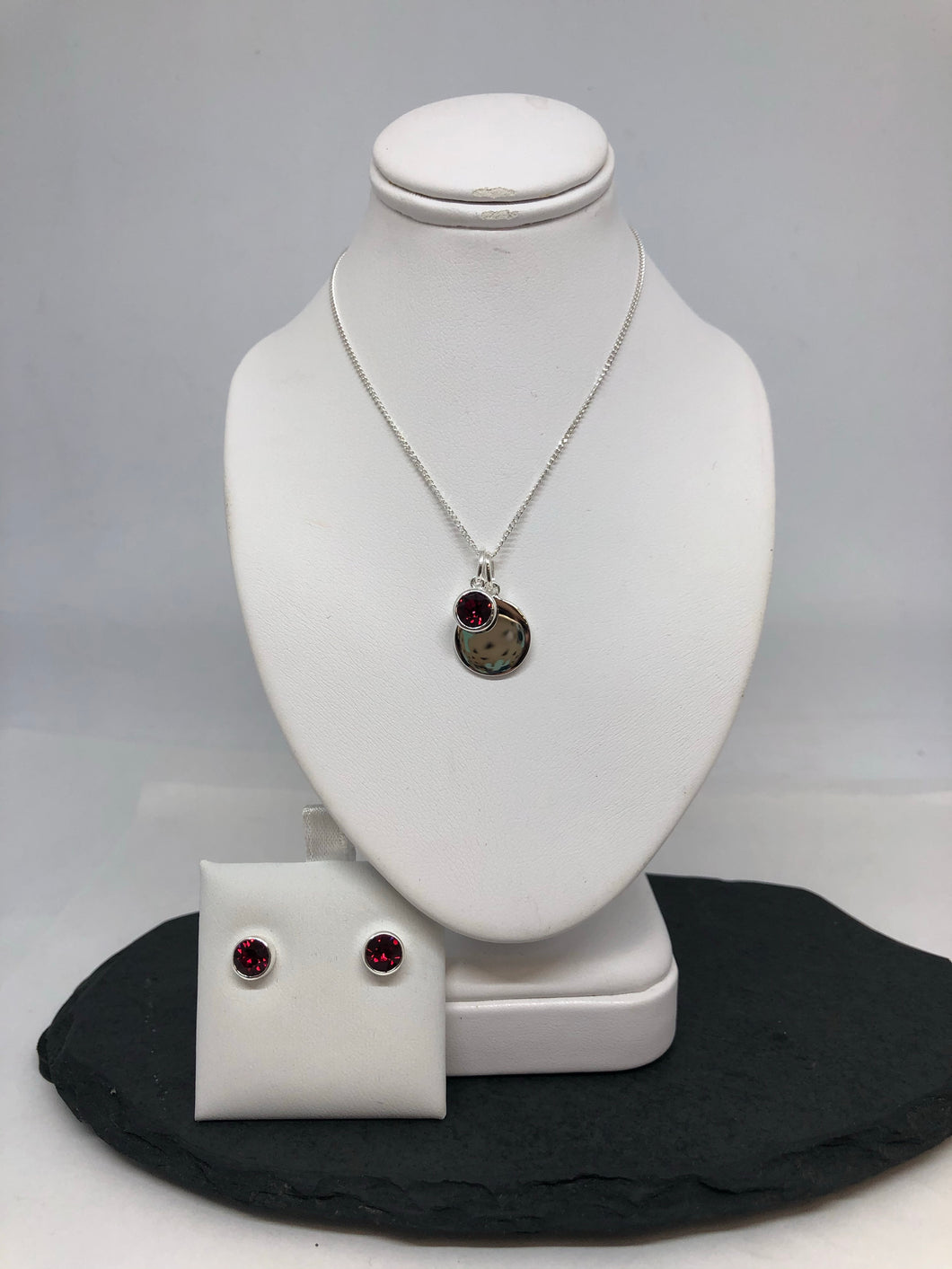 July Birthstone necklace & stud set in Sterling Silver