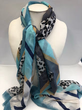 Load image into Gallery viewer, Blue Cheetah Envy scarf
