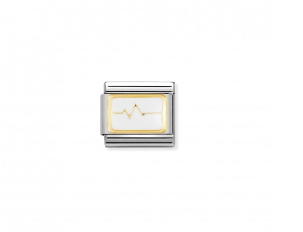 Nomination Heart Beat in 18K gold / white enamel