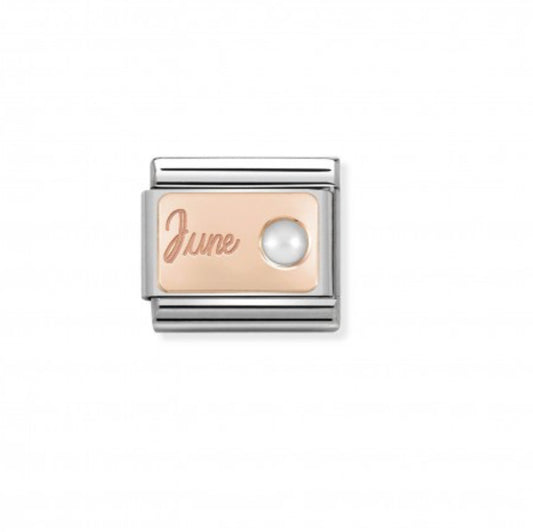 Nomination June birthstone in 9K Rosegold with Pearl stone