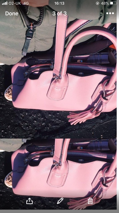 Red Cuckoo Silver Tote bag with Tassels