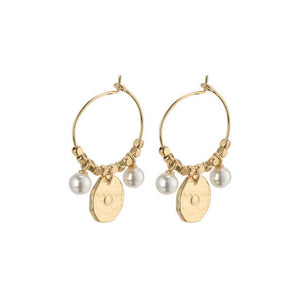 Pilgrim gold Pearl Coin hoops