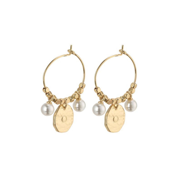 Pilgrim gold Pearl Coin hoops