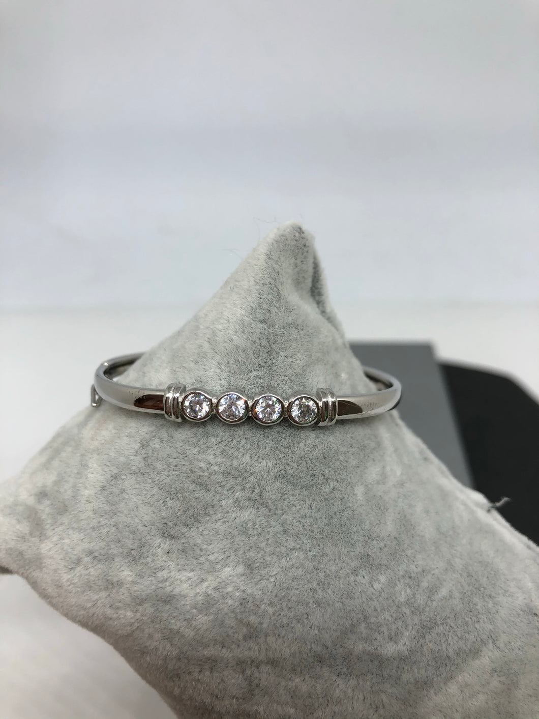 Sterling Silver Baby Bangle with Cubic Zirconias 08