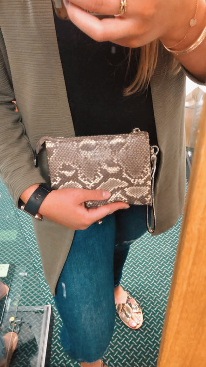 Red Cuckoo Snakeskin clutch / grab bag