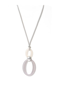 Envy Long grey corded necklace with double linked grey pendant