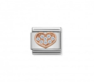 Nomination Classic heart in Rosegold with cubic zirconias