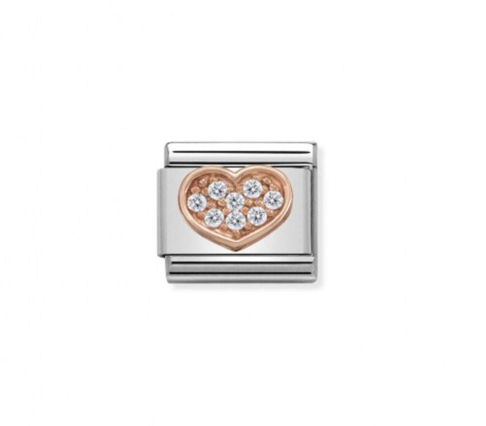 Nomination Classic heart in Rosegold with cubic zirconias