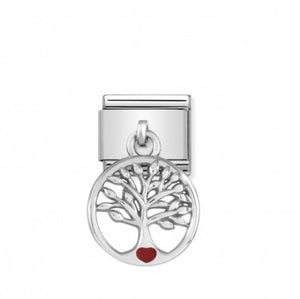 Nomination Hanging Tree of Life charm with red heart