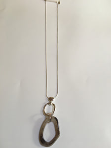 Envy Necklace in Silver & Tortoise oblong resin