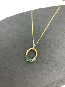 9ct Gold necklace with real Emerald stones