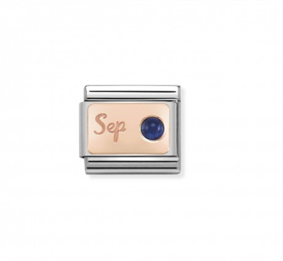 Nomination September birthstone in 9K Rosegold with Sapphire stone