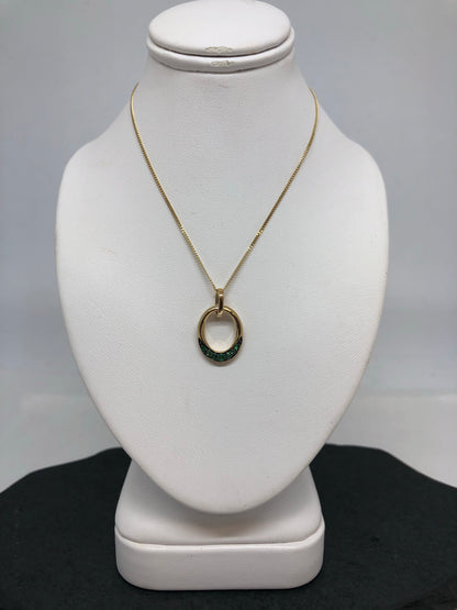 9ct Gold necklace with real Emerald stones