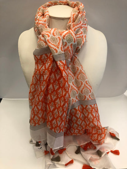 Stylish Orange Envy scarf with tassels