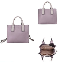 Load image into Gallery viewer, Red Cuckoo Small Purple Tote with stand out straps
