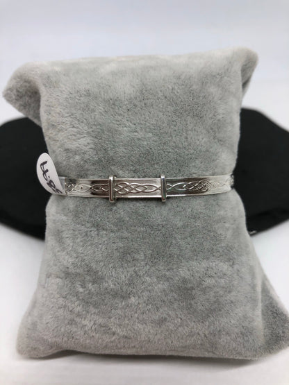 Sterling Silver Baby Bangle with Pink stone 09