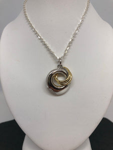 Sterling Silver and Gold plated pendant necklace with cubic zirconia