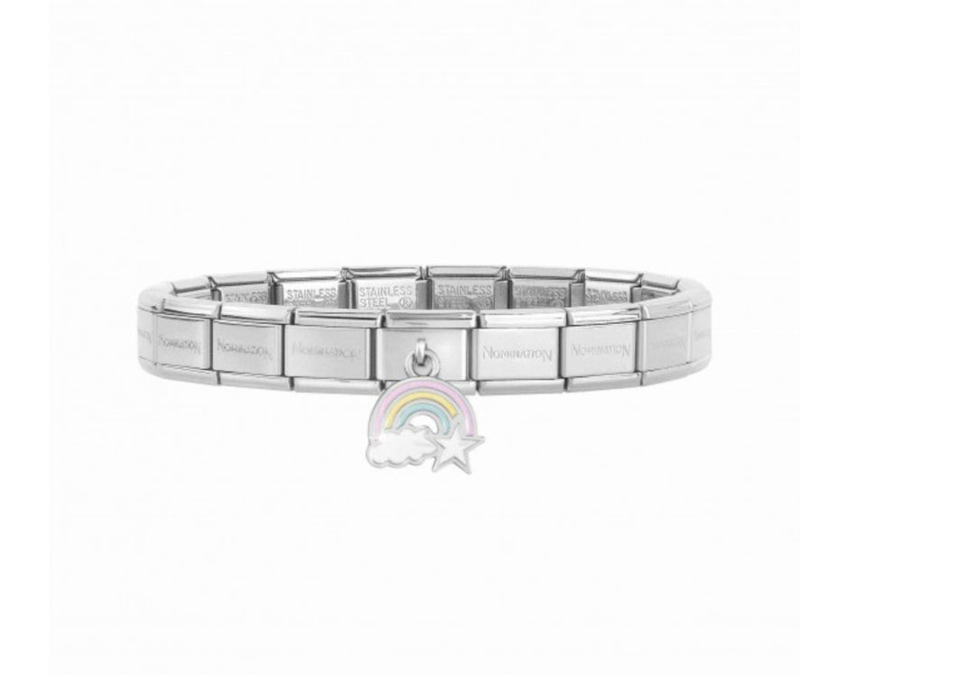 Nomination bracelet with Hanging Rainbow charm