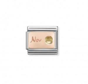 Nomination November birthstone charm in 9K Rosegold with Citrine stone