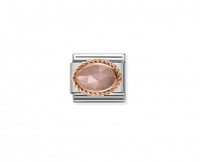 Nomination Apricot-coloured stone in 9K Rosegold with Chalcedony details