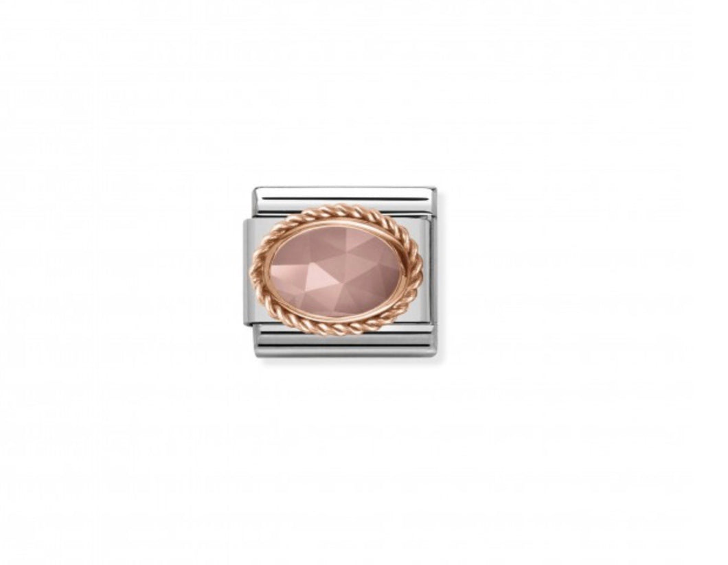 Nomination Apricot-coloured stone in 9K Rosegold with Chalcedony details