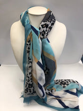 Load image into Gallery viewer, Blue Cheetah Envy scarf
