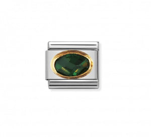 Nomination Green faceted May birthstone 18k gold