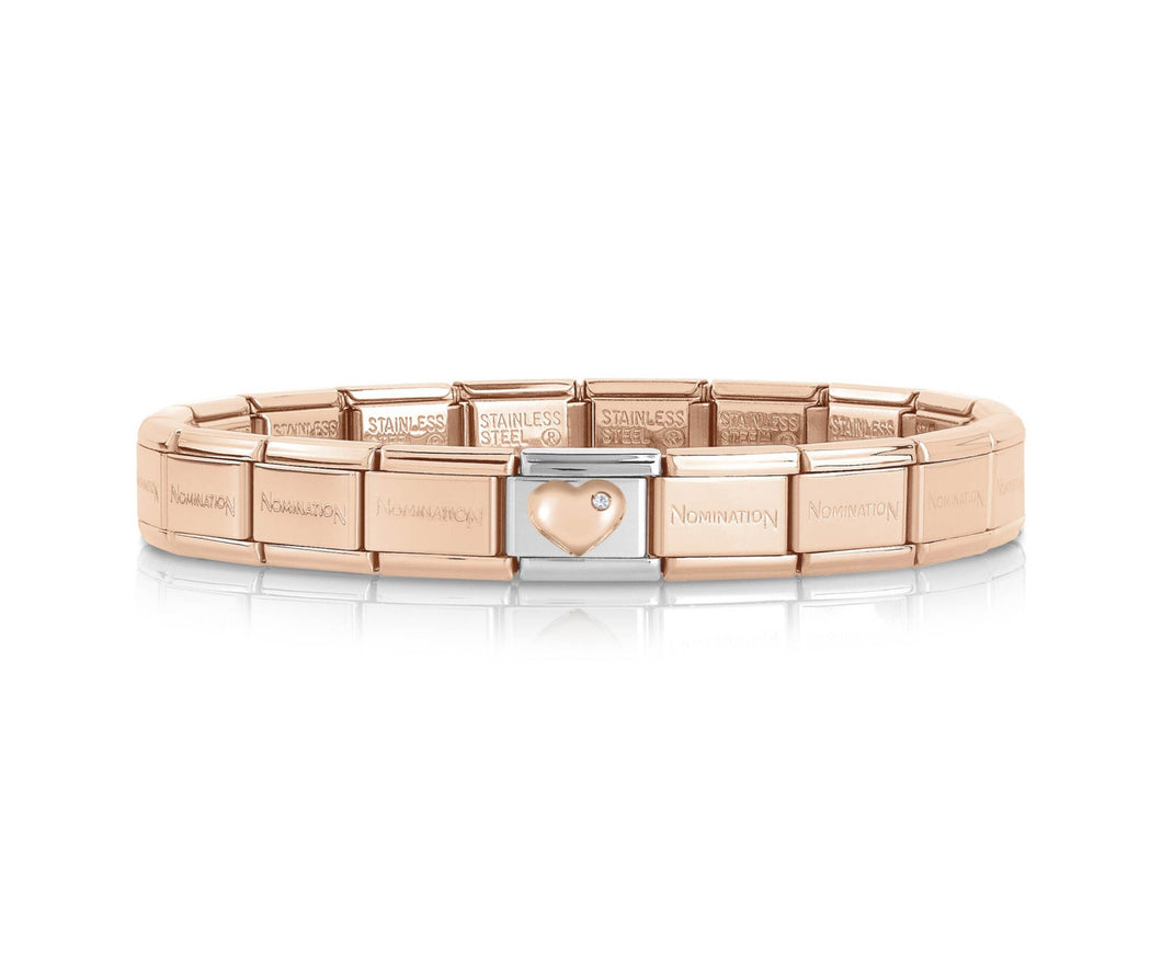 Nomination Rosegold bracelet with raised love link