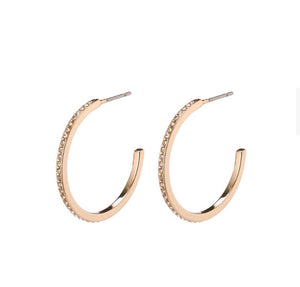 Pilgrim Classic Rosegold hoops with crystals