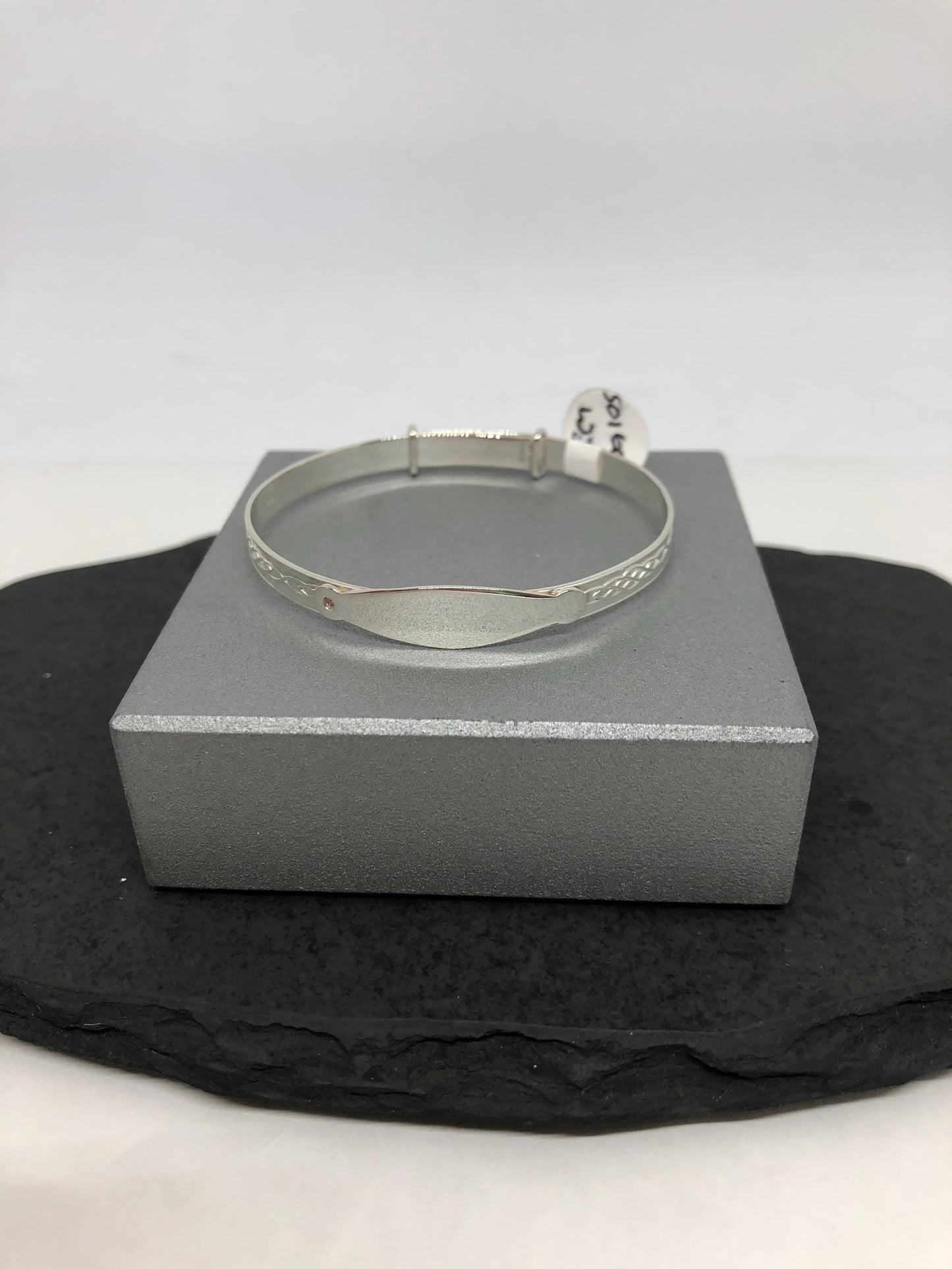 Sterling Silver Baby Bangle with Pink stone 09