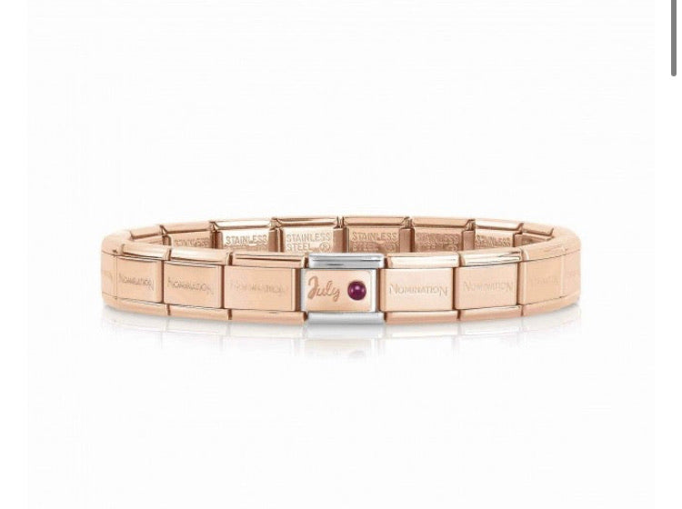 Nomination Rosegold bracelet with July birthstone charm