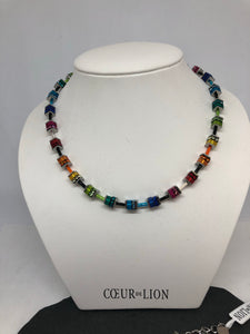 Coeur de Lion Rainbow cubed necklace with Swarovski crystals