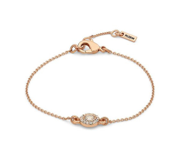 Pilgrim Classic bracelet with halo of crystals in Rosegold